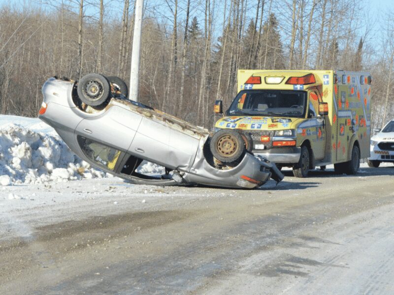 Capotage sur la route 395 Nord