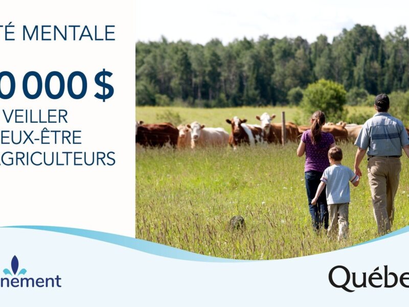 300 000$ pour soutenir la santé mentale des agriculteurs