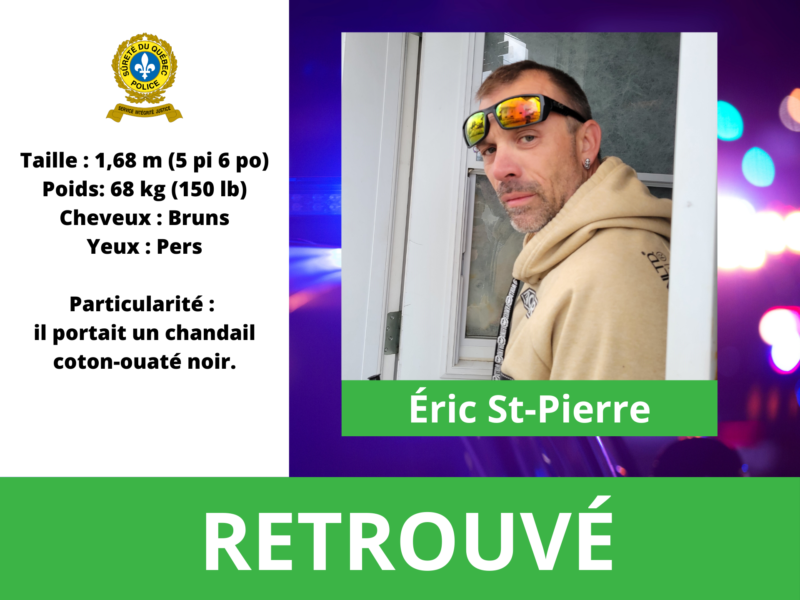 Disparition d'Éric St-Pierre ( retrouvé )