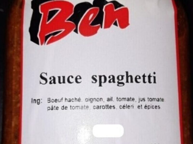 Avis de rappel sur la sauce à spaghetti du dépanneur Ben de Barraute