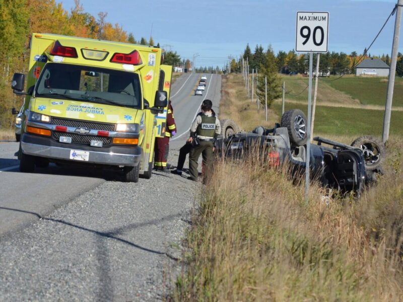 Capotage sur la route 111