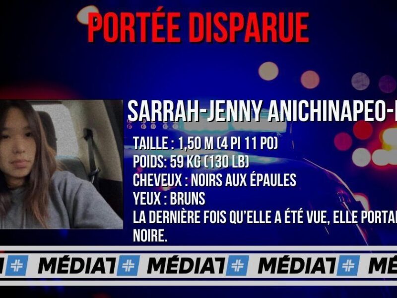 Disparition de Sarrah-Jenny Anichinapeo-Brazeau à Val-d’Or